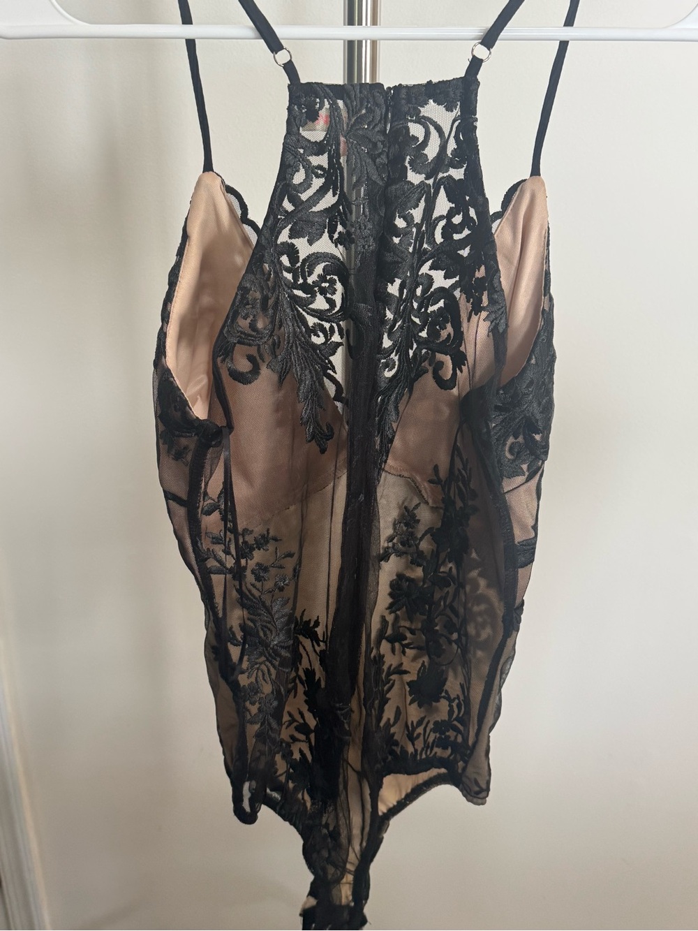 Luxxel Black Lace Bodysuit with Nude Illusion - Picture 2 of 2